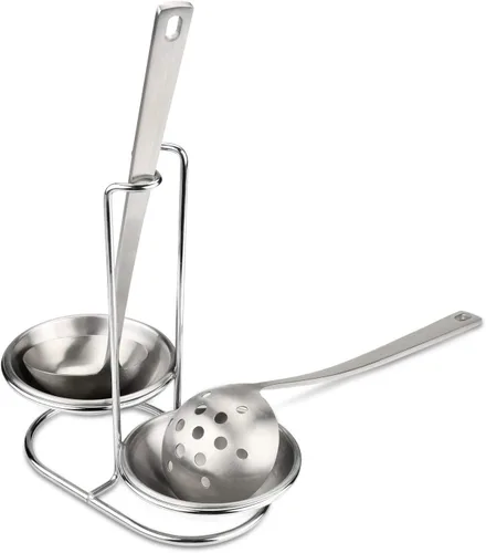 Vista 4 de Soporte vertical doble de acero para cucharas con cuencos de 4 pulgadas