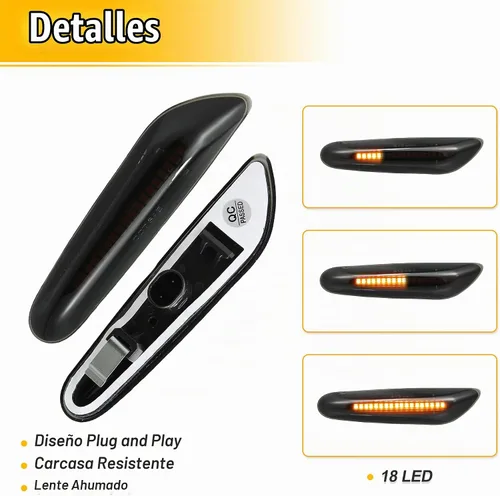 Vista 4 de X AUTOHAUX Señales de giro laterales LED completas para BMW 1 3 5 Serie E36 E46 E60 E87 E90 E92 X1 X3 63133418447 63133418448 Ensamblajes de luz
