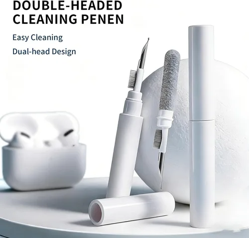 Vista 3 de Kit limpiador 3 en 1 para AirPods Pro 1 2 3, bolígrafo de limpieza multifunción con cepillo suave y esponja flocada para auriculares Bluetooth