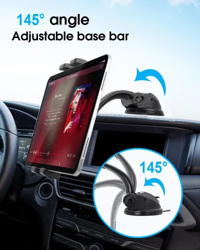 Vista 7 de Soporte de tablet para tablero de instrumentos para automóvil, brazo ajustable y estable Car Dash Windshield Tablet Holder Suction for 4-13