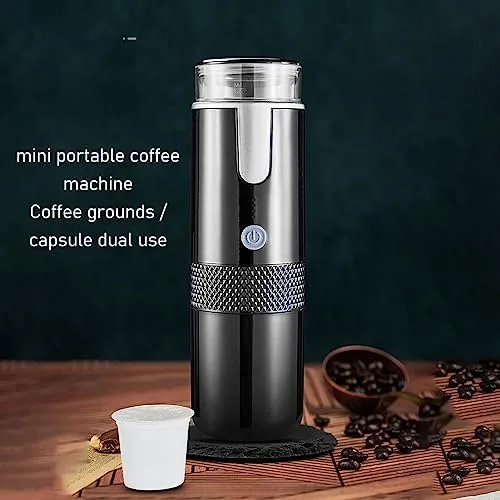 Vista 8 de VGEBY Cafetera portátil, mini cafetera de mano inalámbrica tipo C recargable con batería de 1200 mAh para viajes y campamento