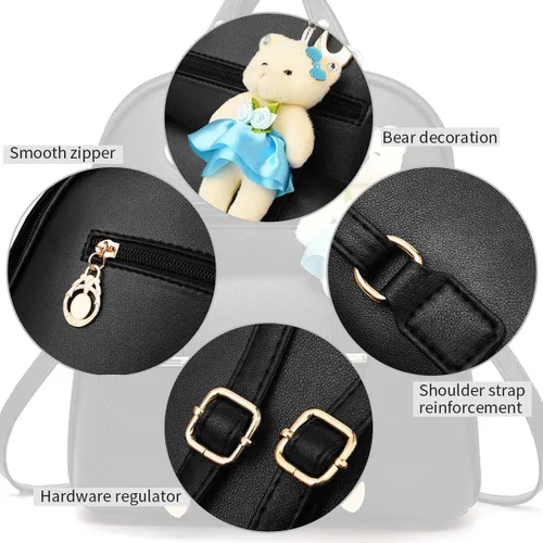 Vista 5 de ZIRUNG - Mochila de gran capacidad, bolso de hombro de cuero, linda mini mochila para mujer