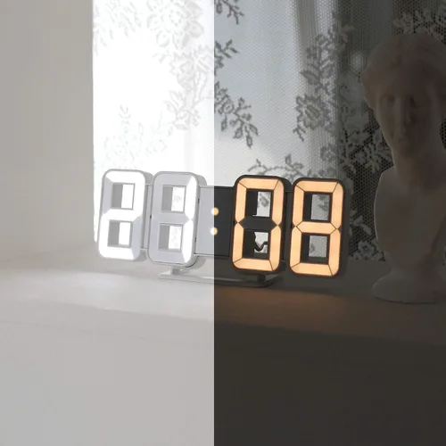 Vista 10 de mooas 3D Pure Slim M LED reloj, 11,8" reloj digital LED multifunción 11.8" Slim M Reloj de pared blanco con control remoto