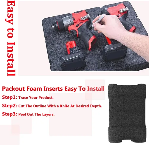 Vista 3 de Packout - Inserto de espuma 48-22-8435 se adapta a Milwauke Foam Packout Insert y caja de herramientas de espuma (2 piezas)