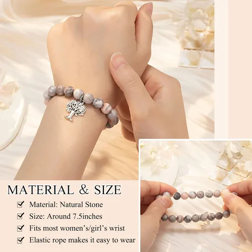 Vista 4 de UPROMI Regalos para hermana maestra, pulsera del árbol de la vida para mujer
