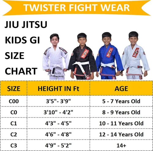Vista 5 de Twister Kids Jiu Jitsu Gi Ultra Light Fabric Youth BJJ Gi with free White Belt Included