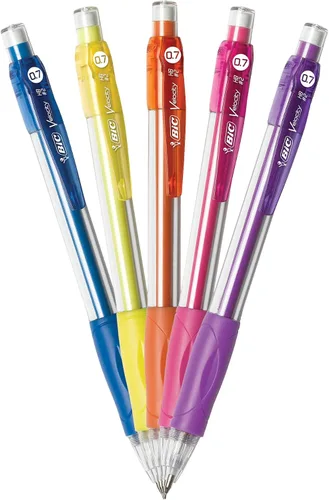 Vista 4 de BIC Velocity Lápices Mecánicos, Con Barril Colorido, Punta Media (0.7mm), Paquete de 5 Lápices Mecánicos Con Borrador y Repuestos de Mina