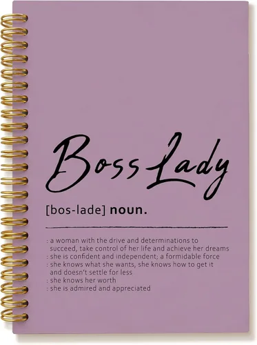 Vista 6 de Tizzer Boss Lady Definition - Cuaderno con espiral de tapa dura con forro rosa para notas de trabajo, diario de 5.5 x 8.3 pulgadas, regalos