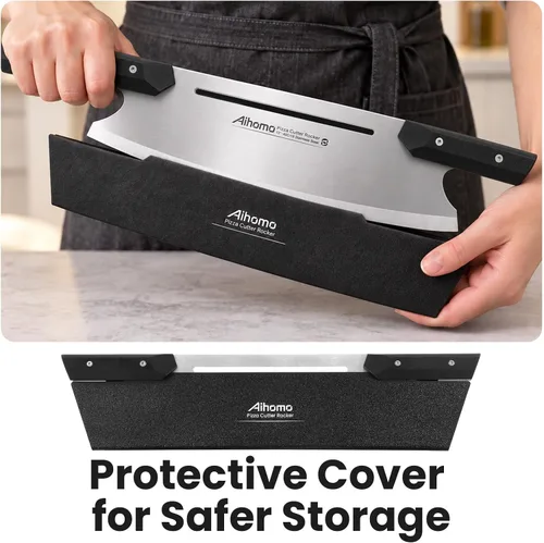 Vista 7 de Cortador de pizza, cuchillo curvado para pizza de 13 pulgadas con asas Negro