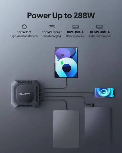 Vista 3 de BLUETTI X20 288W Banco de Energía para Laptop – 153.6Wh (12000mAh) Cargador Portátil de Alta Capacidad, Salida DC de 160W, Entrada/Salida USB-C