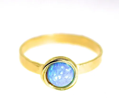 Vista 44 de Anillo de oro de piedras preciosas, anillo de piedra chapada en oro de 14 quilates, anillo de piedra apilable, anillo de oro de piedra pequeña
