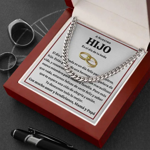 Vista 4 de Collar Madre E Hijo - Padre E Hijo, Cadena Cubana De Plata 925 Para Hombre, Regalo De Graduación Para Hijo, Regalos Para Navidad, I Love That Youre