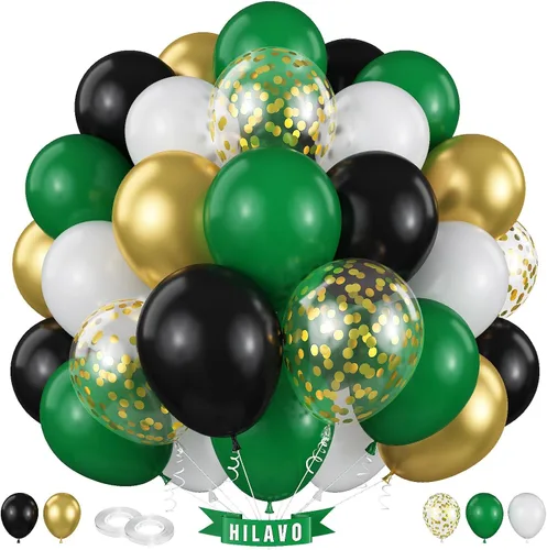Vista 18 de Globos Negros y Naranjas de 12 Pulgadas, Globos de Confeti Negro Naranja Plateado, Globos de Halloween Trick or Treat para Niños y Hombres