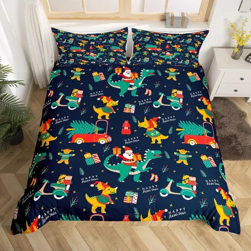 Vista 46 de Feelyou Juego de ropa de cama de Navidad gris para niños, tamaño individual, funda de edredón enana de Navidad para niños, niñas, adolescentes