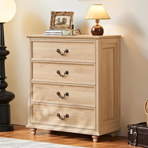 Vista 40 de Joaxswe Cómoda rústica de 4 cajones para dormitorio, cómoda rústica de 37 pulgadas de alto con 4 pies de madera maciza, organizador de armario