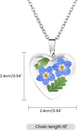 Vista 41 de Collar de flores silvestres prensadas con encaje de Forget-Me-Not y Queen Anne Collar de flores prensadas de oro Collares hechos a mano