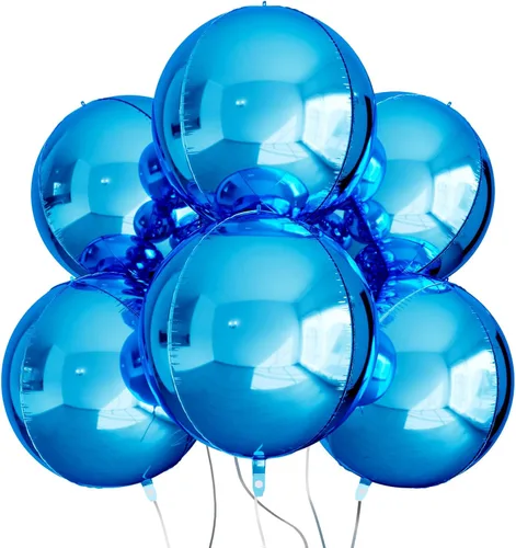 Vista 10 de AULE Decoraciones de globos negros para fiesta, paquete de 6, globos negros metálicos 4D gigantes de 22 pulgadas, globos redondos grandes de Mylar