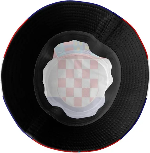 Vista 5 de Sombrero de pescador croata con bandera de Croacia, gorra de pescador croata para exteriores para mujeres y hombres Bandera de Croacia-g006