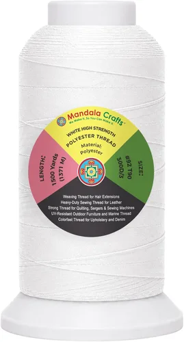 Vista 101 de Mandala Crafts Airforce Blue Tex 70 - Hilo de poliéster para tapicería 1500 Yds T70 UV Resistant Strong Thread for Leather Sewing, Marine
