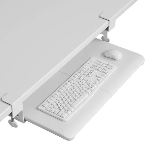 Vista 9 de BONTEC Bandeja para teclado debajo del escritorio, plataforma extraíble Negro
