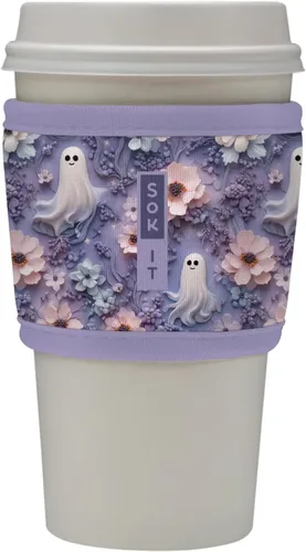 Vista 200 de Sok It HotSok Coffee & Tea - Funda de neopreno con aislamiento reutilizable (floral abstracto)