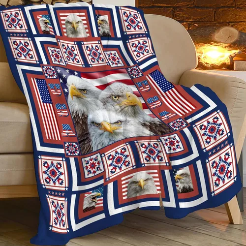 Vista 8 de Manta de águila con la bandera estadounidense y águila calva, regalos para niños, niñas, niños, adultos, mujeres y hombres, suave, acogedora, cálida