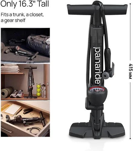 Vista 8 de Bomba de bicicleta de suelo, inflador avanzado de neumáticos de bicicleta, bomba de aire manual para bicicleta con válvulas Presta y Schrader