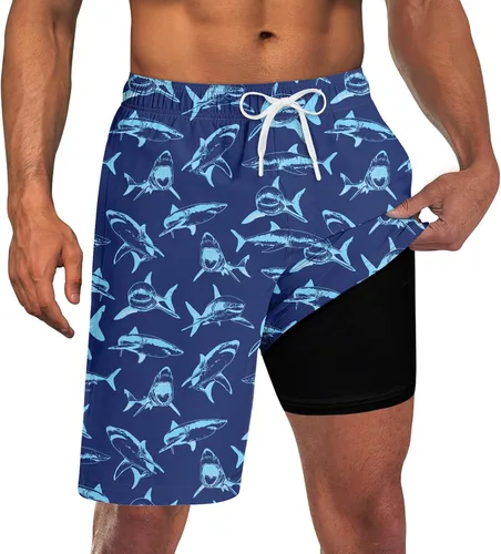 Vista 6 de UNICOMIDEA Bañador para hombre con forro de compresión de 9 pulgadas de largo