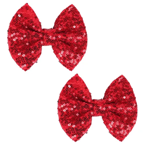 Vista 6 de Love Fairy - Horquilla con lazo con brillantina, una pinza para el cabello con lazo de lentejuelas brillantes, 5 pulgadas, perfecta para niñas, Negro
