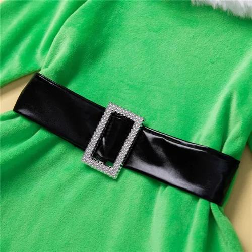 Vista 3 de Traje de fiesta de Navidad para bebés y niñas conjunto de 2 unidades sin espalda línea A vestido de niña