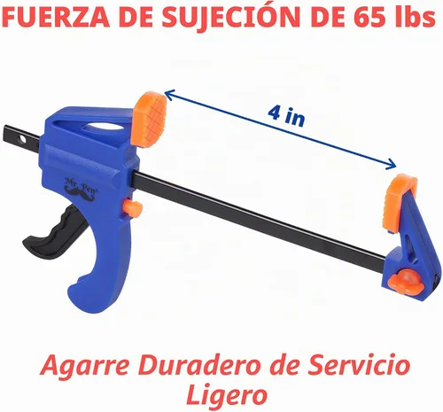 Vista 2 de Mr. Pen - Abrazaderas de barra para carpintería, 4", paquete de 2, azul