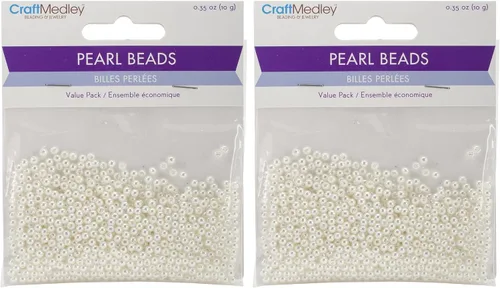 Vista 3 de Craft Medley - 850 cuentas de perlas acrílicas, 0.118 pulgadas, marfil
