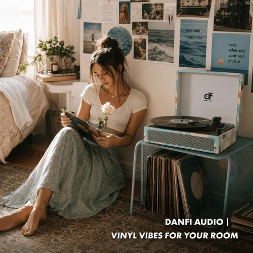 Vista 6 de Tocadiscos de vinilo Bluetooth con altavoces integrados, tocadiscos portátil vintage de 3 velocidades con auriculares de grabación USB/conector