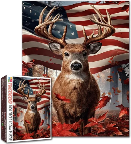 Vista 26 de Rompecabezas de 1000 piezas con la bandera americana y águila para adultos, rompecabezas del 4 de julio, para juegos de actividades familiares