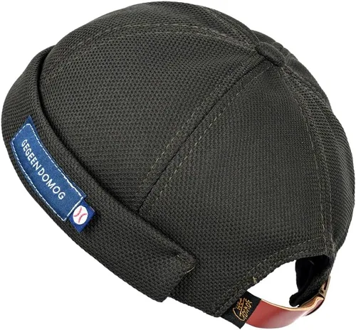 Vista 9 de jerague Gorros sin ala con hebilla de cuero ajustable Street Casual Docker Beanie Skull Caps A2-negro/caqui (paquete de 2)