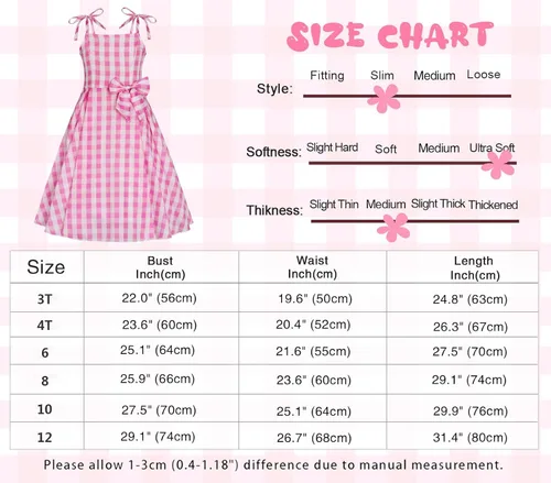 Vista 9 de Benylion Pink Costume Dress for Girls Kids Movie Cosplay Classical Dress Up Outfits Halloween Birthday Party Fancy Dresses
