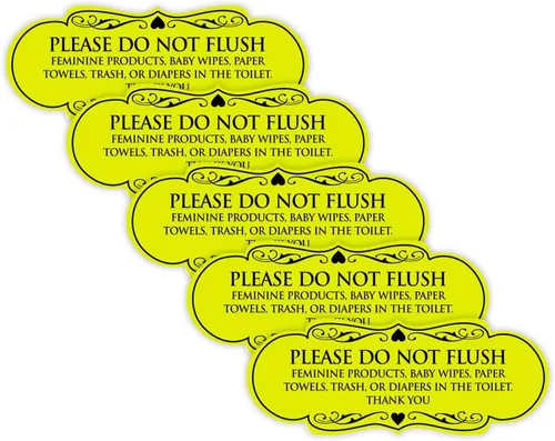 Vista 12 de Signs ByLITA Designer Please Do Not Flush Etiqutte Letrero (negro) - Pequeño 1 paquete