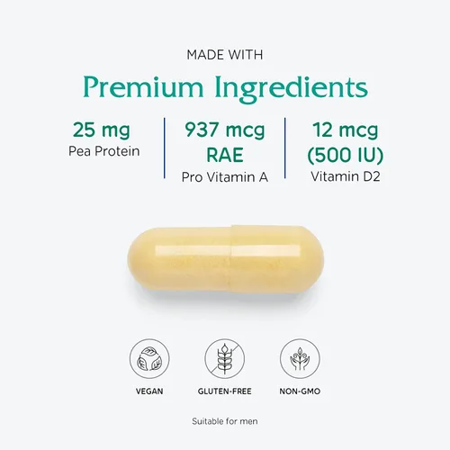 Vista 4 de Vitanica Vegan Symmetry - Apoya una dieta vegana con magnesio, proteína de guisante, vitamina D y más - Sin OMG y sin gluten - 120 cápsulas