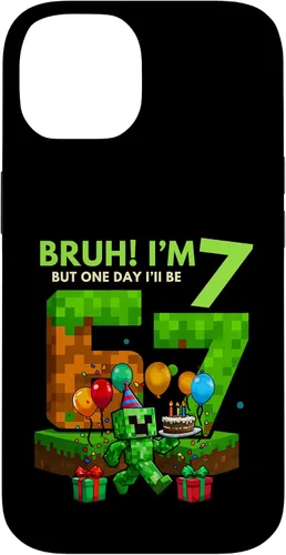 Vista 4 de Bruh I'm 7 But One-Day I'll Be 67 Retro 7th Birthday Kids Case for iPhone 17