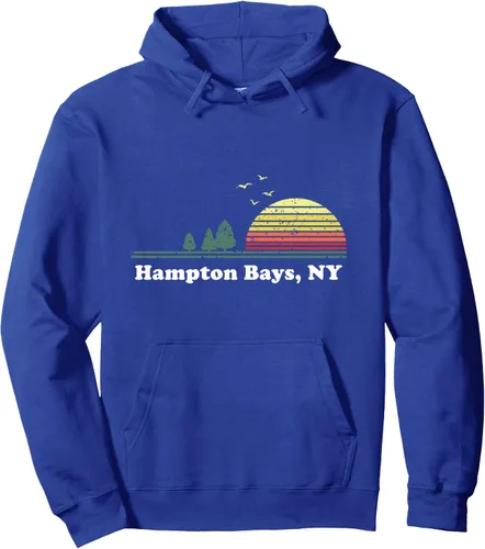 Vista 4 de Sudadera con capucha vintage de Hampton Bays, North Dakota Home Souvenir Print Negro