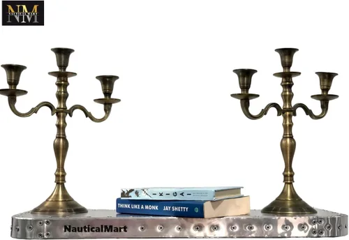 Vista 5 de Nautical-Mart Estante de metal industrial urbano moderno inspirado en aviador, estantes plateados de diseño (plata, 18 x 8 x 1-1/2)