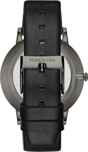 Vista 3 de Kenneth Cole New York Reloj de cuarzo de acero inoxidable con correa de piel, negro, 18 (Modelo KC50801005)