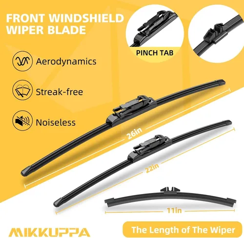 Vista 2 de MIKKUPPA Juego de escobillas limpiaparabrisas de 26"+22"+11", reemplazo para Ford Explorer 2011-2023 - Limpiaparabrisas frontales con traseros