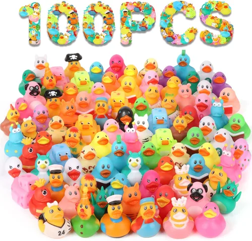 Vista 8 de 50 paquete de patos de goma para niños, juguetes de baño y patos para jeep para patear, patos de goma a granel para niños, accesorios para fiestas