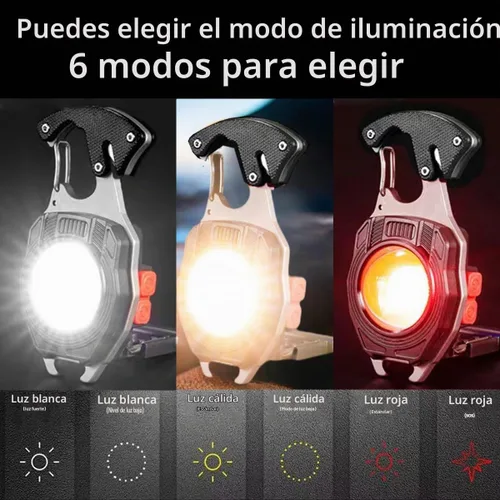 Vista 2 de COB Llavero Luz de Trabajo Linterna 7 Modos de Luz 1600Lumen, Recargable, LED, Negro