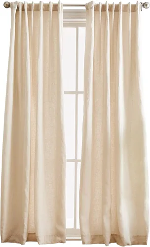 Vista 5 de Peri Home Par de paneles de cortinas forradas con pestaña trasera 100% lino, 84 pulgadas, lino
