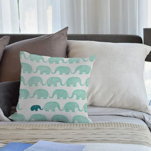 Vista 4 de HGOD DESIGNS Lindas fundas de almohada con diseño de elefante de algodón y lino, fundas de cojín decorativas de 18 x 18 pulgadas T29-038