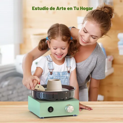 Vista 5 de Alldeer Kit de mini rueda de cerámica – Rueda giratoria de arcilla de rotación bidireccional de 6 pulgadas, marco de metal, bandeja de salpicaduras