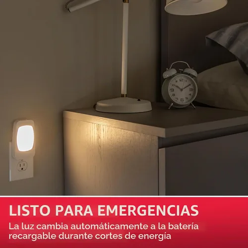 Vista 3 de ENERGIZER - Luz LED de noche 4 en 1 contra fallas de energía, 1 paquete, enchufable, sensor de luz, encendido/apagado automático, enchufe plegable