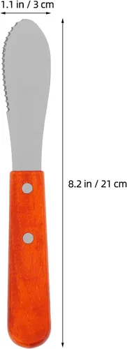 Vista 2 de SHERCHPRY 2 unids Creamcheese Butter Straight Spreader Butter Spatula Sandwich Cortadora Raspador Mango de Madera Pequeñas Herramientas Espátula